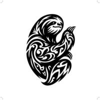 Sloth in modern tribal tattoo, abstract line art of animals, minimalist contour. vector