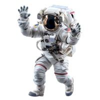 Astronaut waving hand on isolated transparent background png