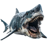 Megalodon front view on isolated transparent background png