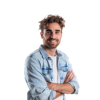 Glad young man posing on isolated transparent background png