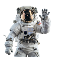 Astronaut winken Hand auf isoliert transparent Hintergrund png