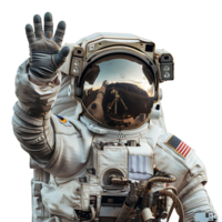 Astronaut waving hand on isolated transparent background png