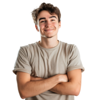 lieto giovane uomo in posa su isolato trasparente sfondo png