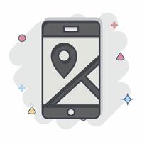 Icon Mobile Gps. related to Navigation symbol. comic style. simple design illustration vector