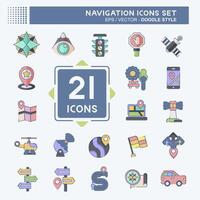 Icon Set Navigation. related to Holiday symbol. doodle style. simple design illustration vector