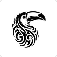 Toucan in modern tribal tattoo, abstract line art of animals, minimalist contour. vector