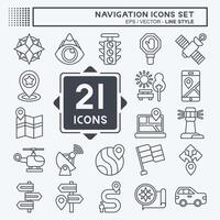 Icon Set Navigation. related to Holiday symbol. line style. simple design illustration vector