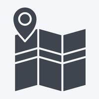 Icon Map Search. related to Navigation symbol. glyph style. simple design illustration vector