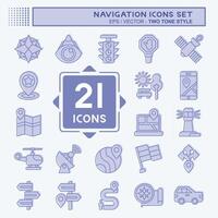 Icon Set Navigation. related to Holiday symbol. two tone style. simple design illustration vector