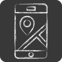 icono móvil GPS. relacionado a navegación símbolo. tiza estilo. sencillo diseño ilustración vector