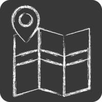 Icon Map Search. related to Navigation symbol. chalk Style. simple design illustration vector