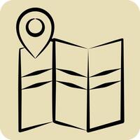 Icon Map Search. related to Navigation symbol. hand drawn style. simple design illustration vector