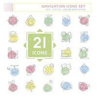 Icon Set Navigation. related to Holiday symbol. Color Spot Style. simple design illustration vector