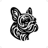French Bulldog in modern tribal tattoo, abstract line art of animals, minimalist contour. vector