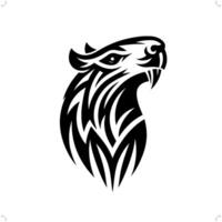 Capybara in modern tribal tattoo, abstract line art of animals, minimalist contour. vector