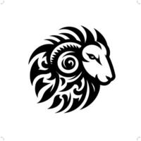 Goat , sheep in modern tribal tattoo, abstract line art of animals, minimalist contour. vector