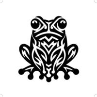 toad, frog in modern tribal tattoo, abstract line art of animals, minimalist contour. vector