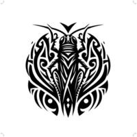 Grasshopper in modern tribal tattoo, abstract line art of animals, minimalist contour. vector