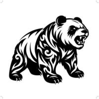 panda in modern tribal tattoo, abstract line art of animals, minimalist contour. vector