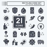 icono conjunto reciclaje. relacionado a educación símbolo. glifo estilo. sencillo diseño ilustración vector