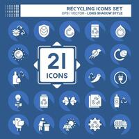 Icon Set Recycling. related to Education symbol. long shadow style. simple design illustration vector