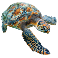 Sea turtle swimming on isolated transparent background png