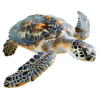 Sea turtle swimming on isolated transparent background png