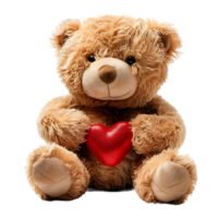 Teddy bear holding heart on isolated transparent background png