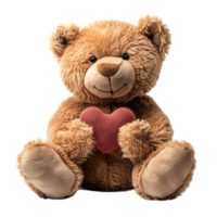 Teddy bear holding heart on isolated transparent background png