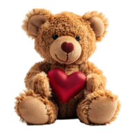 Teddy bear holding heart on isolated transparent background png