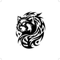 red panda in modern tribal tattoo, abstract line art of animals, minimalist contour. vector