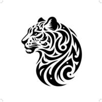 jaguar, nieve leopardo, pantera en moderno tribal tatuaje, resumen línea Arte de animales, minimalista contorno. vector