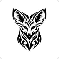 Fennec fox fox in modern tribal tattoo, abstract line art of animals, minimalist contour. vector