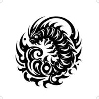 centipede in modern tribal tattoo, abstract line art of animals, minimalist contour. vector