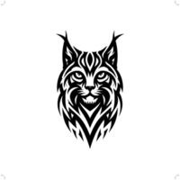 lynx, bobcat in modern tribal tattoo, abstract line art of animals, minimalist contour. vector