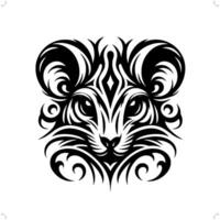 rat , mouse in modern tribal tattoo, abstract line art of animals, minimalist contour. vector