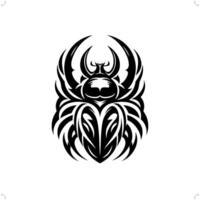 beetle in modern tribal tattoo, abstract line art of animals, minimalist contour. vector