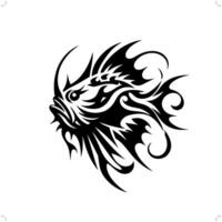 Anglerfish in modern tribal tattoo, abstract line art of animals, minimalist contour. vector