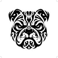 Bulldog dog in modern tribal tattoo, abstract line art of animals, minimalist contour. vector