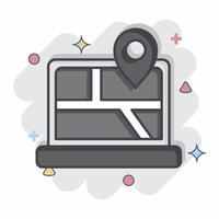 Icon Map Location. related to Navigation symbol. comic style. simple design illustration vector