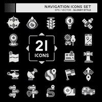 Icon Set Navigation. related to Holiday symbol. glossy style. simple design illustration vector