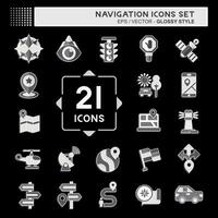 Icon Set Navigation. related to Holiday symbol. glossy style. simple design illustration vector