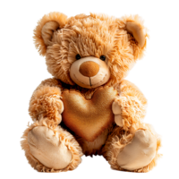 Teddy bear holding heart on isolated transparent background png