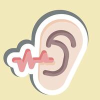 pegatina oído examen. relacionado a médico especialidades símbolo. sencillo diseño ilustración vector