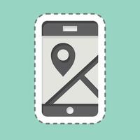 Sticker line cut Mobile Gps. related to Navigation symbol. simple design illustration vector