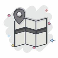 Icon Map Search. related to Navigation symbol. comic style. simple design illustration vector