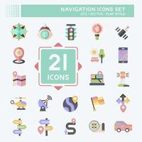Icon Set Navigation. related to Holiday symbol. flat style. simple design illustration vector