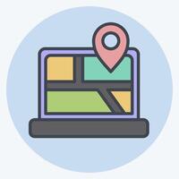 Icon Map Location. related to Navigation symbol. color mate style. simple design illustration vector