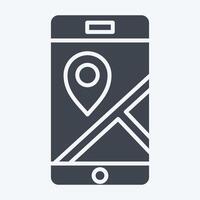 Icon Mobile Gps. related to Navigation symbol. glyph style. simple design illustration vector