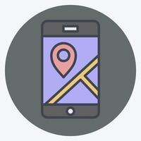 Icon Mobile Gps. related to Navigation symbol. color mate style. simple design illustration vector